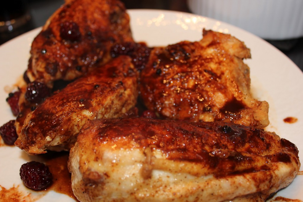 Pan Roasted Chicken with Blackberry-Ancho Sauce