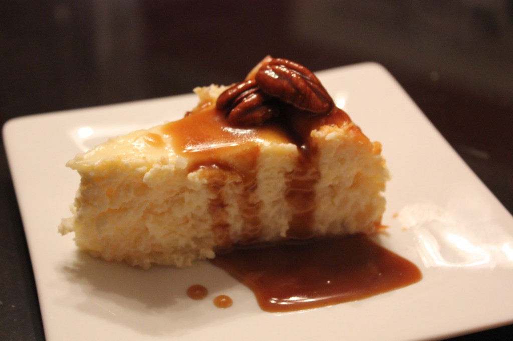 Rice Cheesecake with Praline Sauce