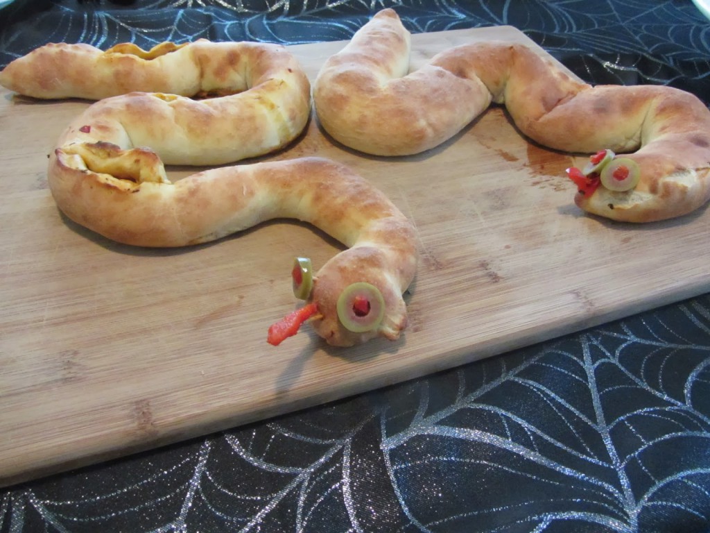 Sausage, Pepper and Onion Snakes