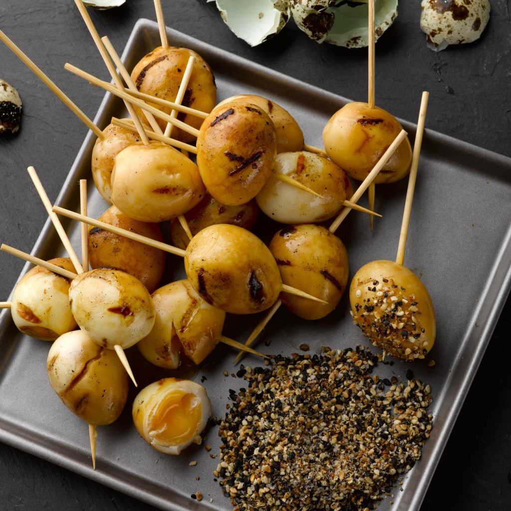 Soy Grilled Quail Eggs with Sesame Salt